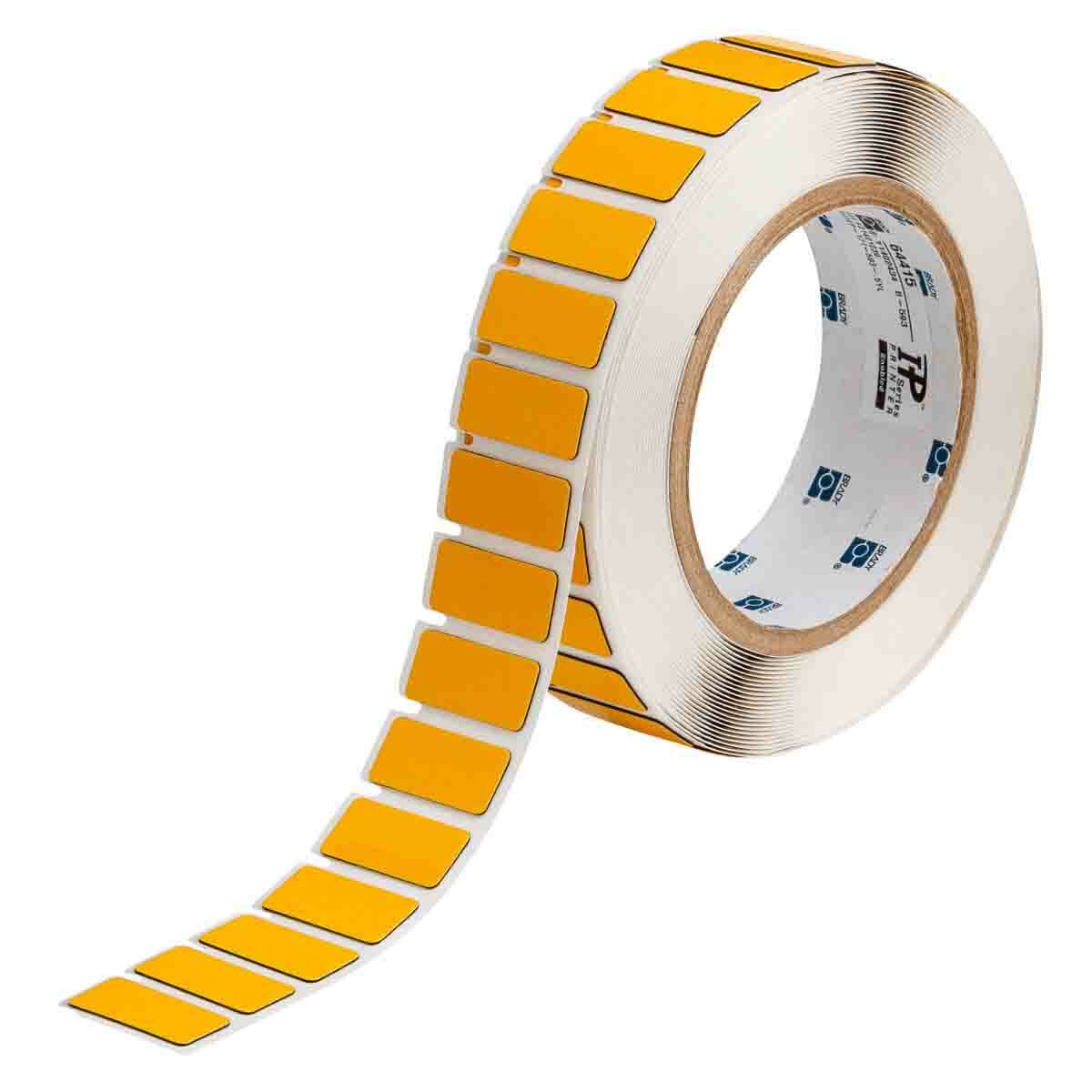 THTEP-171-593-.5YL Rectangular Raised Panel Label, 0.49 in L x 1.6 in W, Colored Blank Legend, Yellow, B-593 Polyester, 500 per Roll Labels