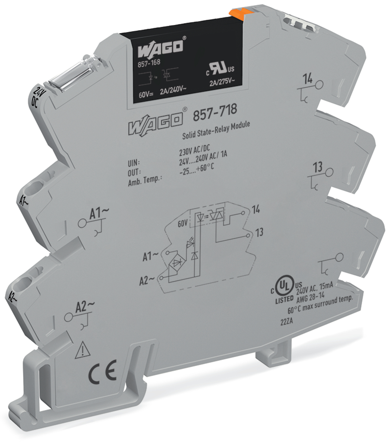 857-718 Solid-State Relay Module, 230 V AC/DC, 2 A