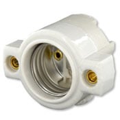 Incandescent Lampholder Porcelain, Medium Base,660W-600V One-piece Keyless, White Glazed Porcelain PKD1/Polybag/10/ Large Box 100/Carton Contractors Pack. With-nickel Screw Shell, Body Stamped Ul,center Contact Stamped Ul And Csa, Screw Terminals Eyelet Assembled, Terminals Screws Out, Screws Pkd 2/bag.