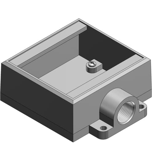FS22-TB T&B Type FS Dead End Shallow Style Cast Device Box, Iron Alloy, 2 Gangs, 1 Outlets, 1 Knockouts, 4-5/8 in W x 2 in D x 4-9/32 in H