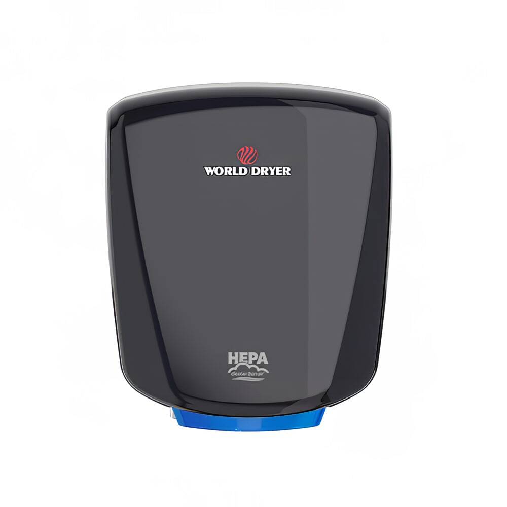 Q-162A2 VERDEdri V2 3-Speed Anti-Microbial Automatic HEPA Filtered High Speed Hand Dryer, 42 to 64 cfm Flow Rate, 950/1150 W Power Rating, 110 to 120/208/220 to 240/277 V AC, 4.1/4.9/8.3 A, Black