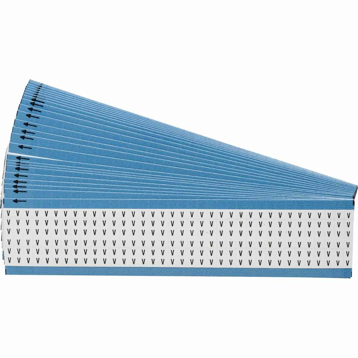 WM-V-PK WM Series Die-Cut Pre-Printed Solid Letter/Number Wire Marker Card, 1/4 in W, Black on White, B-500 Repositionable Vinyl Coated Fabric, 36 Markers per Card