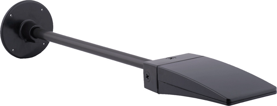 ARM24 Straight Mounting Arm With Round Wallplate, 1/2 in NPS Thread, For Use With LED Wallpack, 1 in Dia Tube, Aluminum