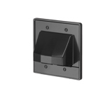 Reversible non metallic cable entrance plate for existing cables. Two gang. Includes screws that match plate color. Color Black. Has removable lower plate for easier access to cables that are already run.