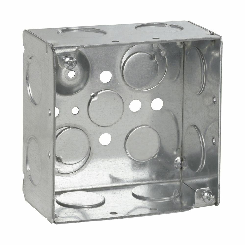 TP432PF TP Welded Outlet Box, Steel, 30.3 cu-in Capacity, (13) Knockouts, 4 in H x 4 in W x 2-1/8 in D