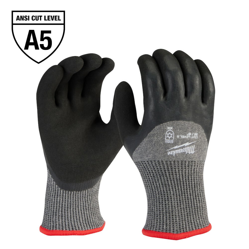 48-73-7951 Insulating Cut-Resistant Gloves, M, Knit Wrist Cuff, Resists: Abrasion, Cut, Puncture, Tear and Water, ANSI Cut-Resistance Level: A5, ANSI Puncture-Resistance Level: A4