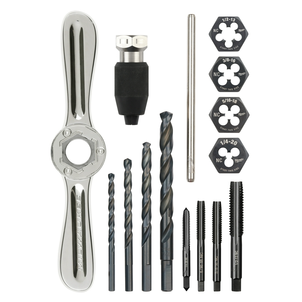 49-22-5602 Tap and Die Set, 15 Pieces, 1/4-20, 5/16-18, 3/8-16, 1/2-13 Tap Thread, UNC Thread
