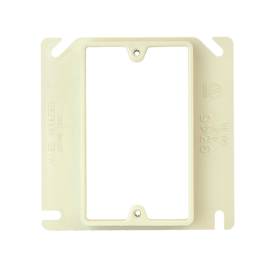 FiberglassBOX; 4 Inch Raised Square Box Cover; 0.630 Inch Depth, 4.2 Cubic-Inch, PVC, Beige/Tan
