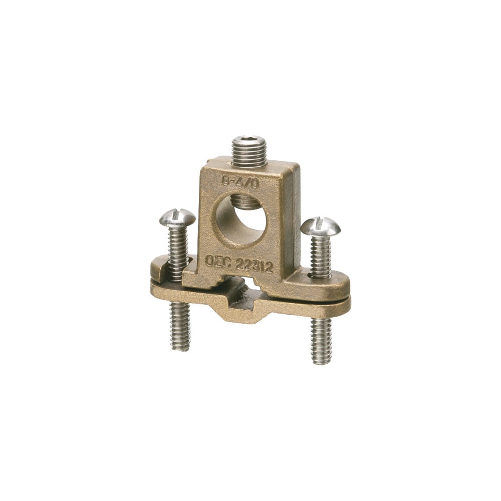 718DB Bare Wire Ground Clamp With Box Style Lug, Stainless Steel Screw, 8 to 4/0 AWG Conductor, Bronze/Steel