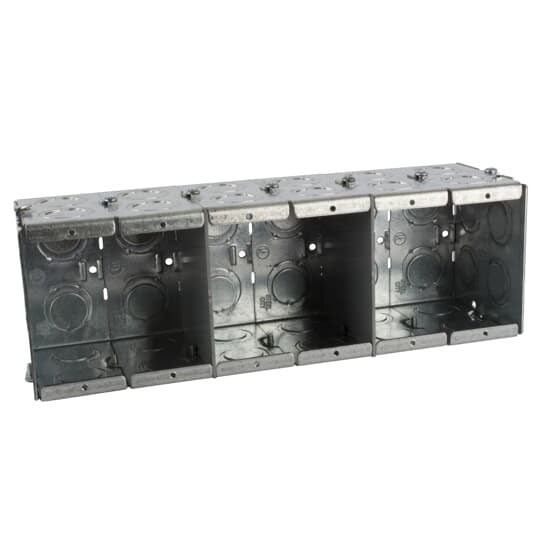 GW-635-G Steel City Gangable Masonry Box, Steel, 134 cu-in Capacity, 6 Gangs, 1 Outlets, 44 Knockouts