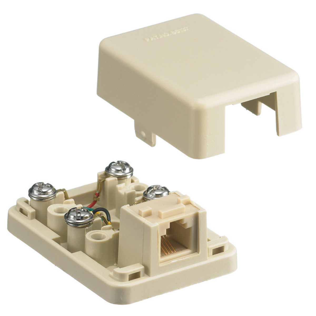 NS760I 6-Position 4-Conductor Telephone Jack, Screw Connector, Screw Termination, Surface Mount, Electric Ivory