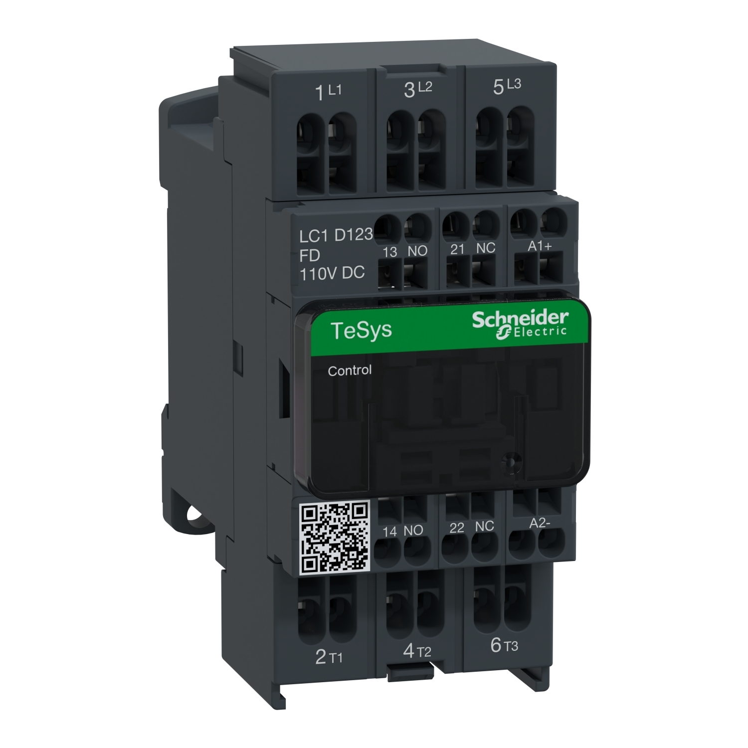 LC1D123FD TeSys D Contactor With Safety Cover, 110 V DC V Coil, 16 A, 3NO Contact, 3 Poles