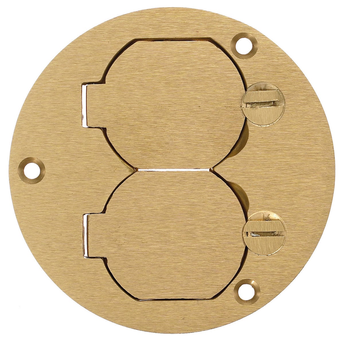 S3925 Standard Machined Floor Box Cover, 3.88 in Dia, 3-7/8 in L x 3.87 in W, Duplex Cover, Brass