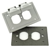 4976-FS Duplex Horizontal Weather Resistant Receptacle Cover Plate with Self Closing Lid, 1 Gangs, Thermoplastic, Gray