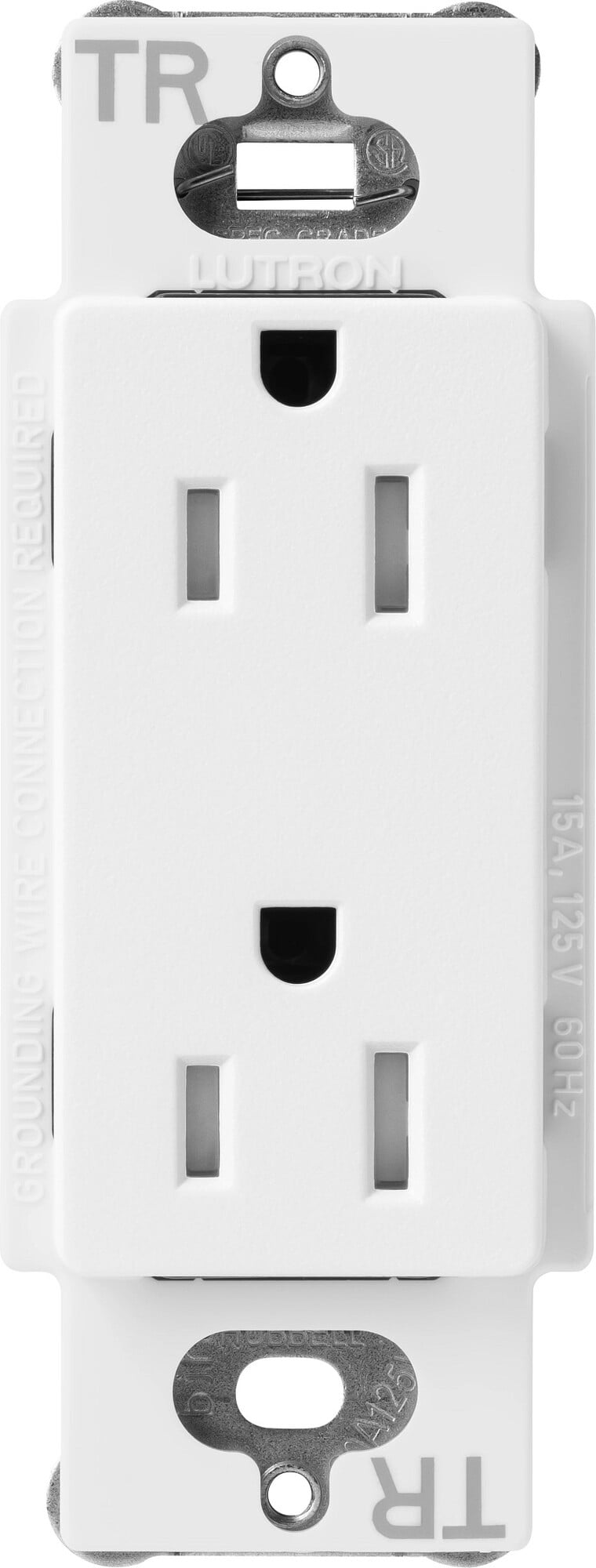 SCRS-15-TR-SW Claro Tamper-Resistant Duplex Receptacle, Decorator-Style Outlet, 15 Amp, Satin, Snow