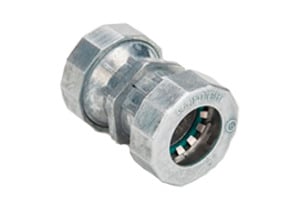 260-MSRT Bridgeport Mighty-Seal Push-EMT Conduit Coupling With Steel Internal Component, 1/2 in, For Use With EMT Raceway, Zinc Alloy, Ball Burnished
