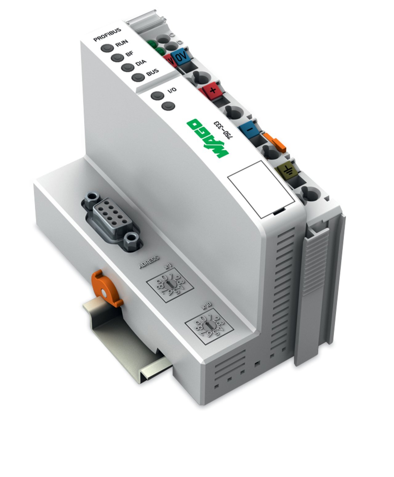 750-333 2nd Generation Fieldbus Coupler, 3.937 in H x 1.988 in W x 2.799 in D, Polycarbonate/Polyamide 6.6, Light Gray