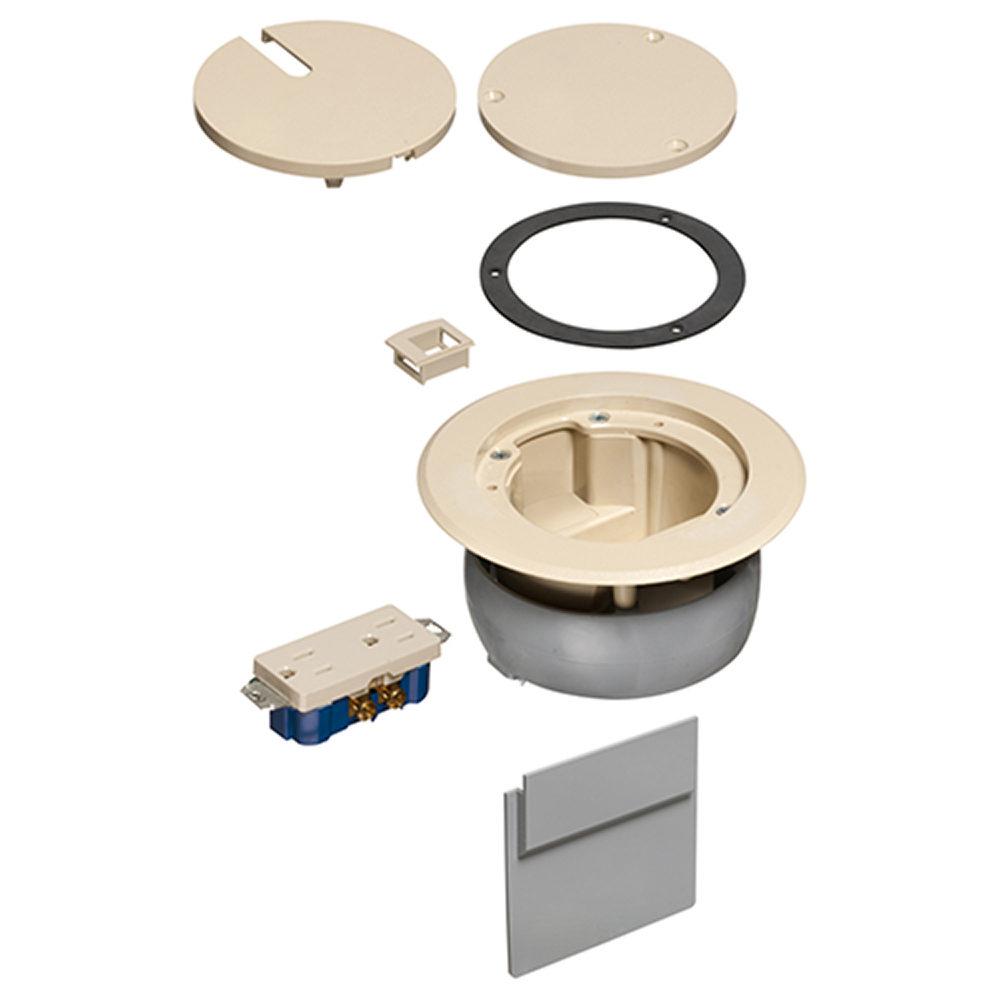 FLBC4560DLA InBox Non-Metallic Recessed Floor Box Cover Kit, 5.7 in Dia, Plastic