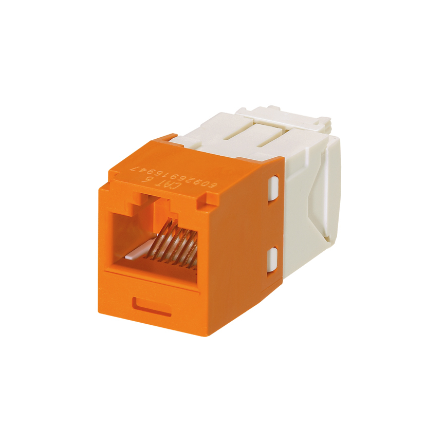 CJ688TGOR PanNet TX6 Plus 8-Position 8-Wire Universal TG Style Unshielded Jack Module, Cat 6 RJ45/Mini-Com Module, Surface Mount, 1 Port, ABS/Polycarbonate, Orange