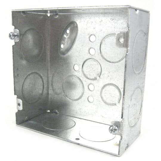 72171-1 Steel City Outlet Box, Steel, 42 cu-in Capacity, (1) Outlets, (13) Knockouts, 4-11/16 in H x 4-11/16 in W x 2-1/8 in D