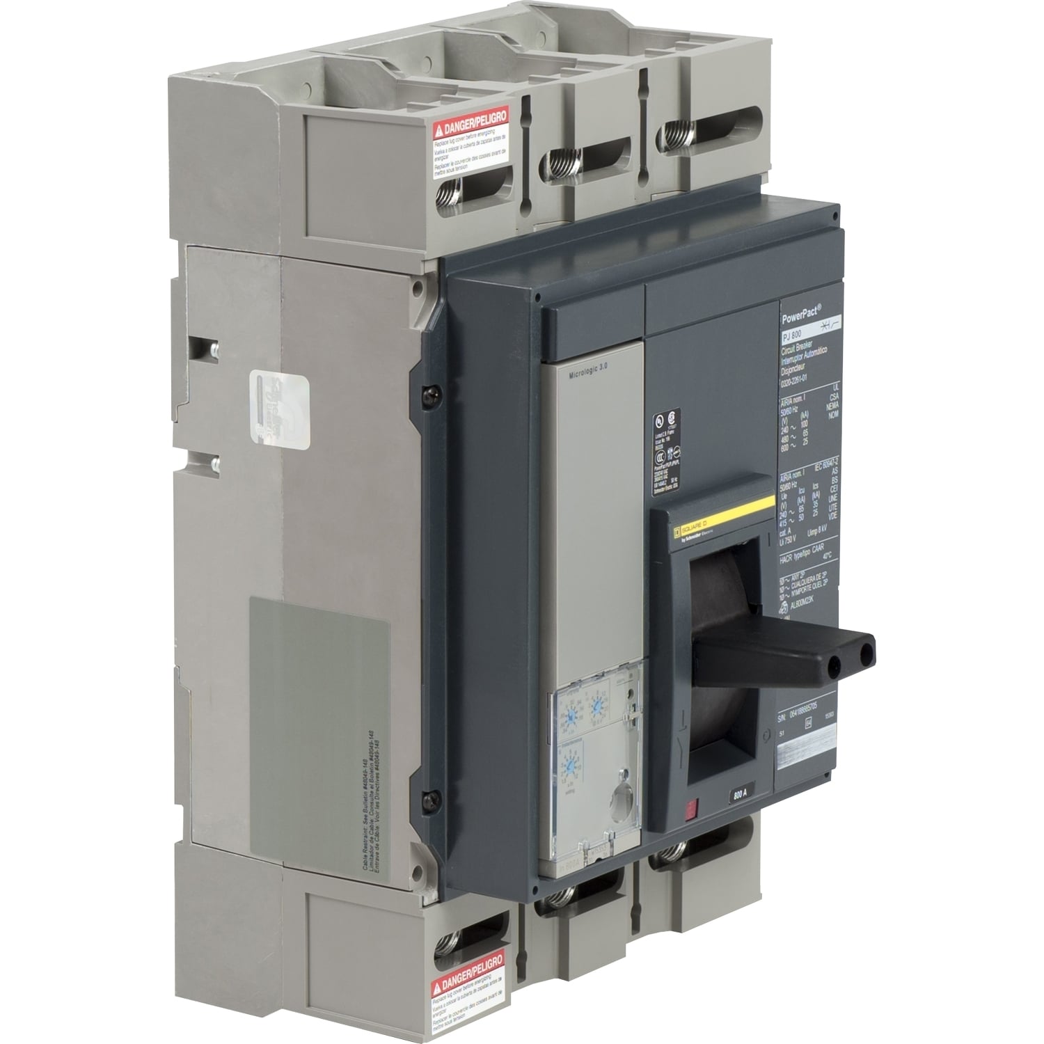 PJL36060U33A PowerPact MasterPact Molded Case Circuit Breaker, 600 V AC, 600 A, 25 kA Interrupt, 3 Poles, Electronic Trip
