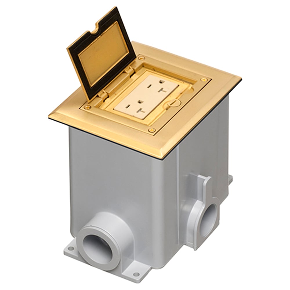 FLBC8510MB Floor Box Cover and Frame Kit, 6.094 in L x 5.006 in W, Brass
