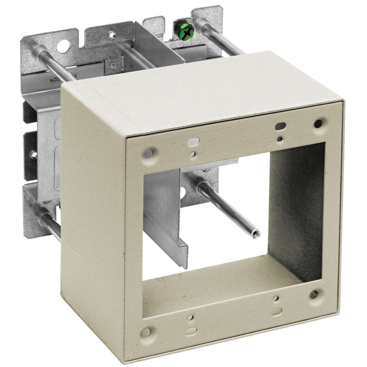 HBL2444D2AIV Divided Extra Deep Standard Outlet Box, 4.6 in L x 4.7 in W x 2.7 in H, Rolled Steel, Ivory