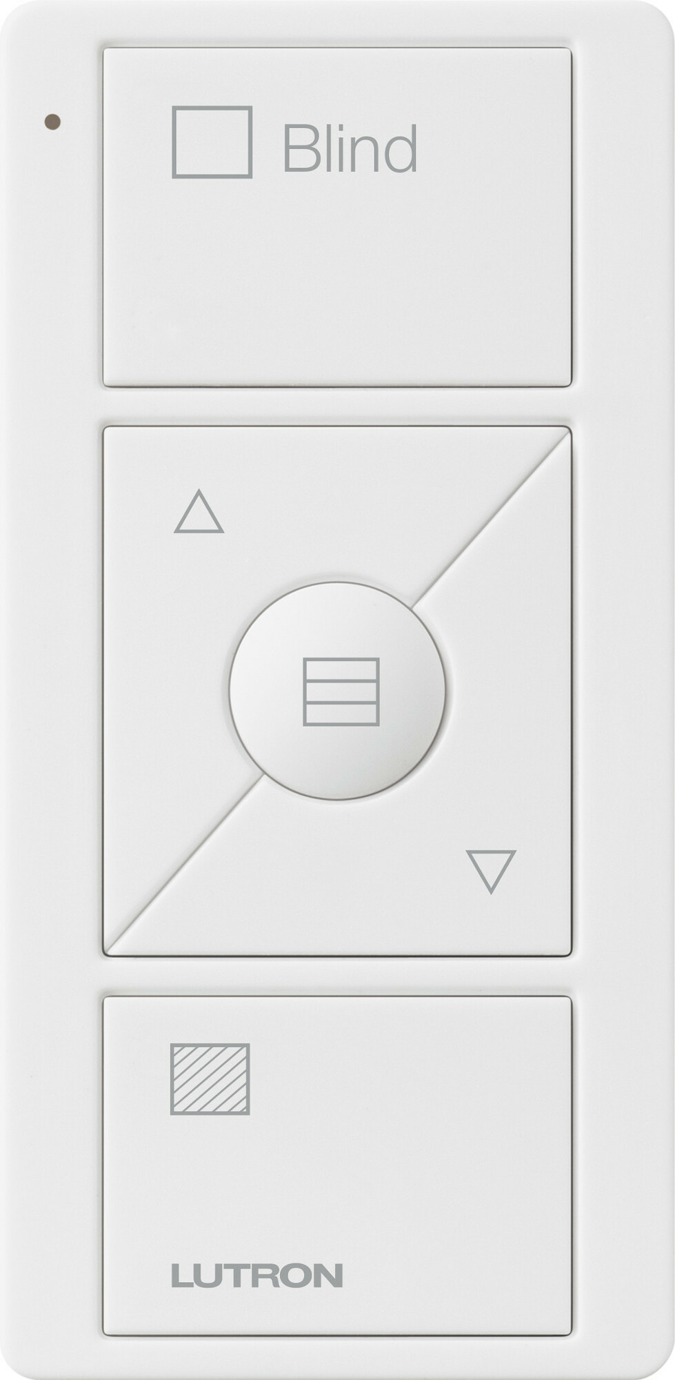 PJ2-3BRL-GWH-S09 Original 3-Button Pico Smart Remote with Raise/Lower and Preset, Shade Icons/Blind Text for Horizontal Sheers, White
