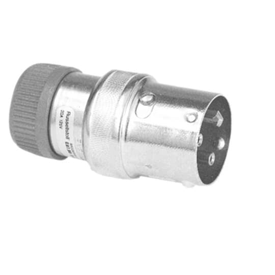 8158 Russellstoll Ever-Lok Male Plug, 125 VAC, 20 A, 3 Poles, 4 Wires, Yellow