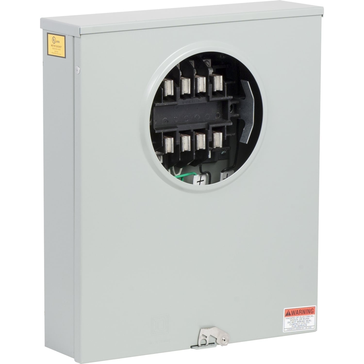1007361C Meter Socket, Ringless, 1 Phase, 3 Wire, 8 Jaw without release, No Bypass