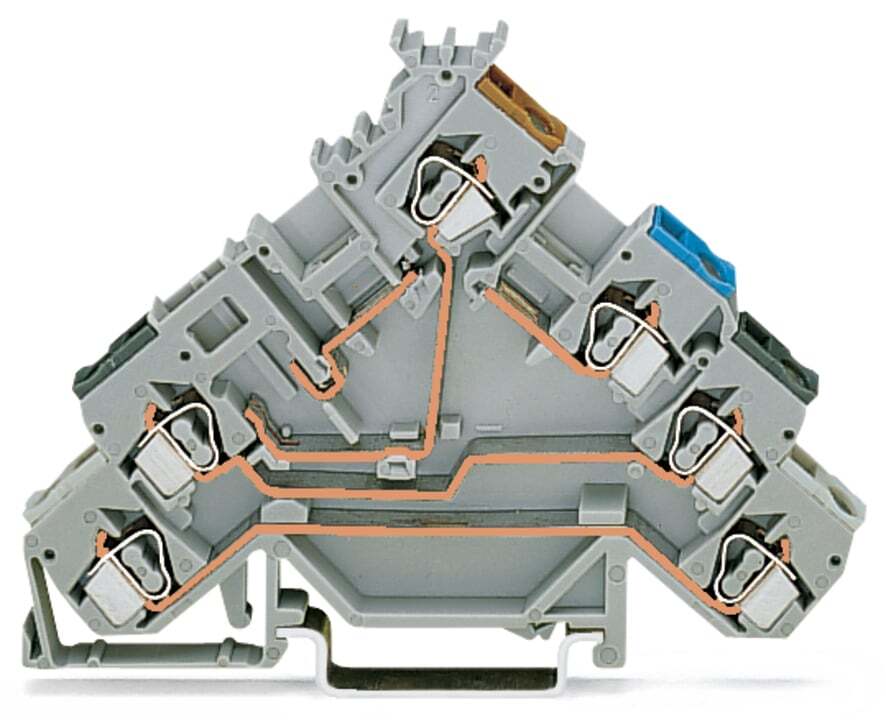 280-588 Sensor Terminal Block, 125/250 V AC, 6.3 A, 28 to 12 AWG Wire, 5 Poles, DIN Rail Mount
