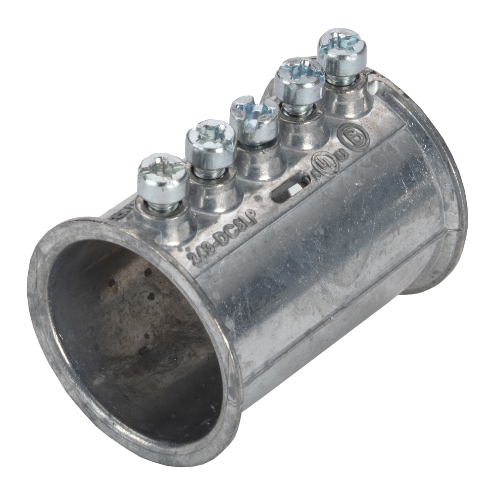 243-DCSLP Bridgeport Mighty-Align Slip Coupling, 1-1/4 in, For Use With 1-1/4 in EMT Conduit, Die Cast Zinc, Ball Burnished Mirror Smooth