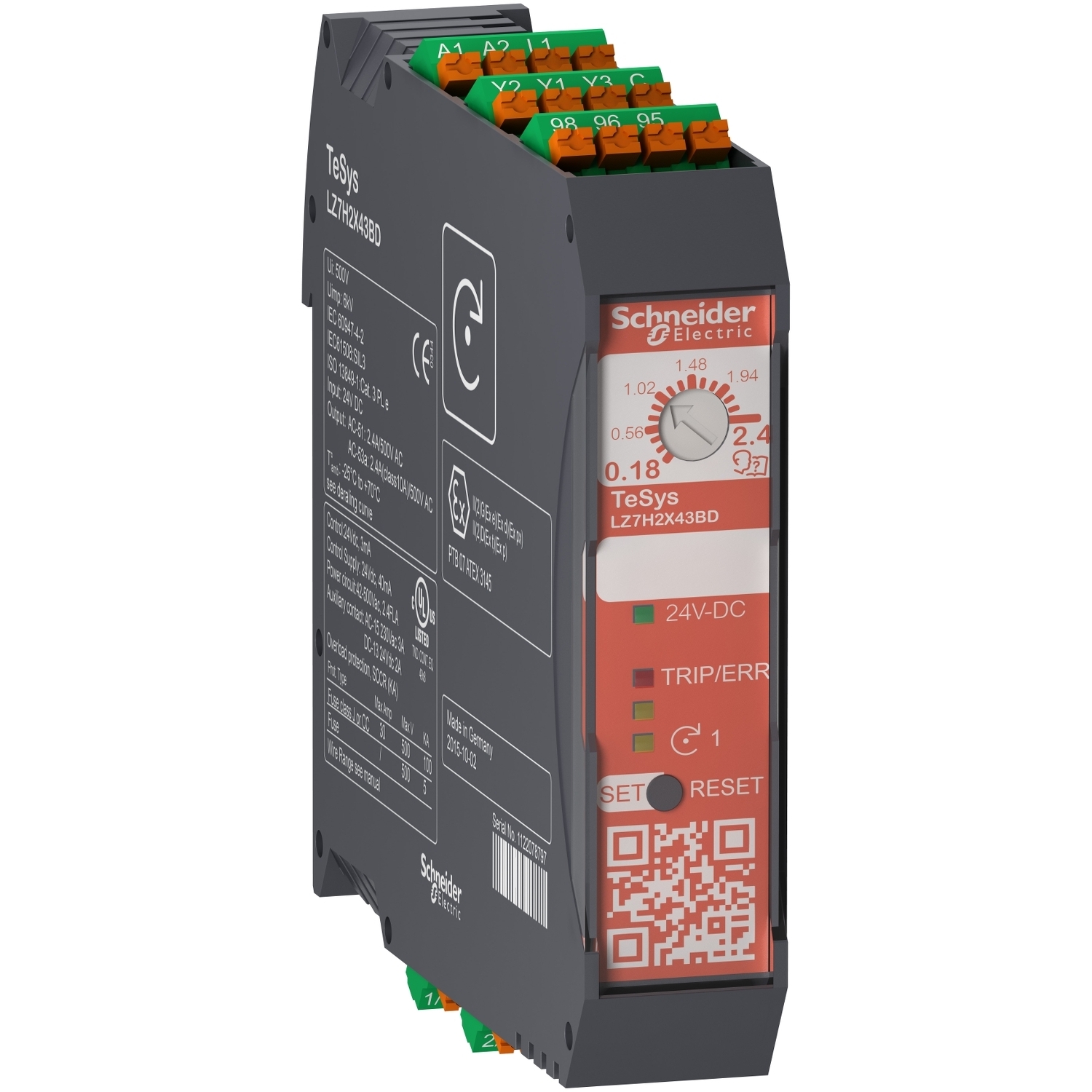 LZ7H6X53BD Ultra Compact Motor Starter, 24 VDC V Coil, Direct Action, 3 Poles, IP20 Enclosure
