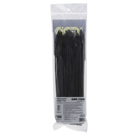 GRP-11500 Cable Tie, 11 in L, 50 lb Load, Nylon 6/6, UV Black