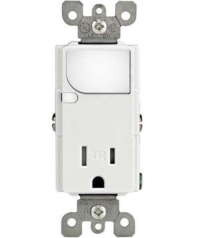 T6525-W Tamper-Resistant Combination Receptacle With LED Guide Light, 15 A, 125 V AC