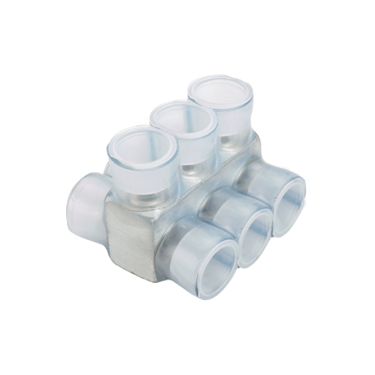 PCSB4-3-12Y Pan-Lug 3-Port Double Sided Multi-Tap Mechanical Connector, 14 to 4 AWG Stranded, 14 to 10 AWG Solid Aluminum/Copper/Stranded/Solid Conductor, Screw Installation, Aluminum/PVC