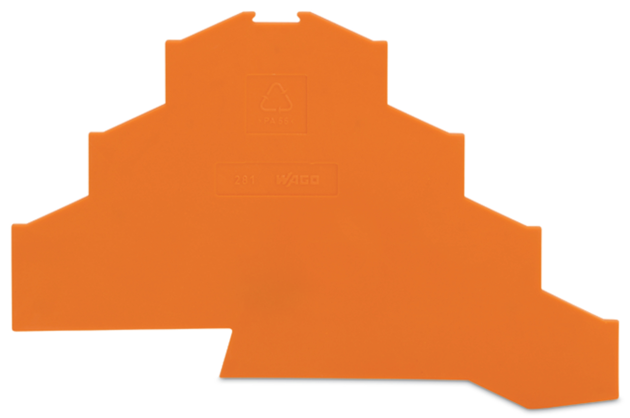 281-366 End and Intermediate Plate, For Use With Rail Mounted, Polyamide, Orange