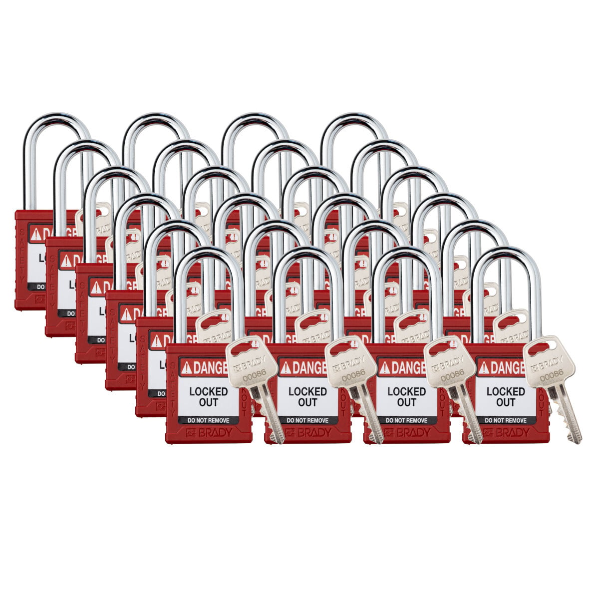 SDPL-RED-38ST-KD24 SDPL Safety Lockout Padlock, Keyed Different Key, Red, Plastic Body, 0.25 in Dia Shackle x 1.5 in H x Steel Shackle