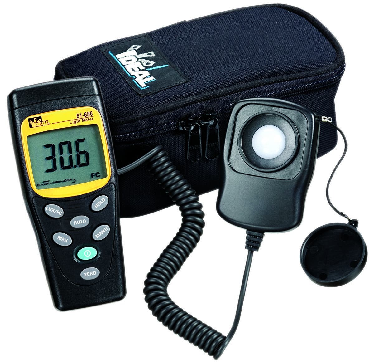 61-686 Digital Light Meter With Data Hold, 200000 lux Measuring, +/-3% Accuracy, LCD Display, 9V Battery