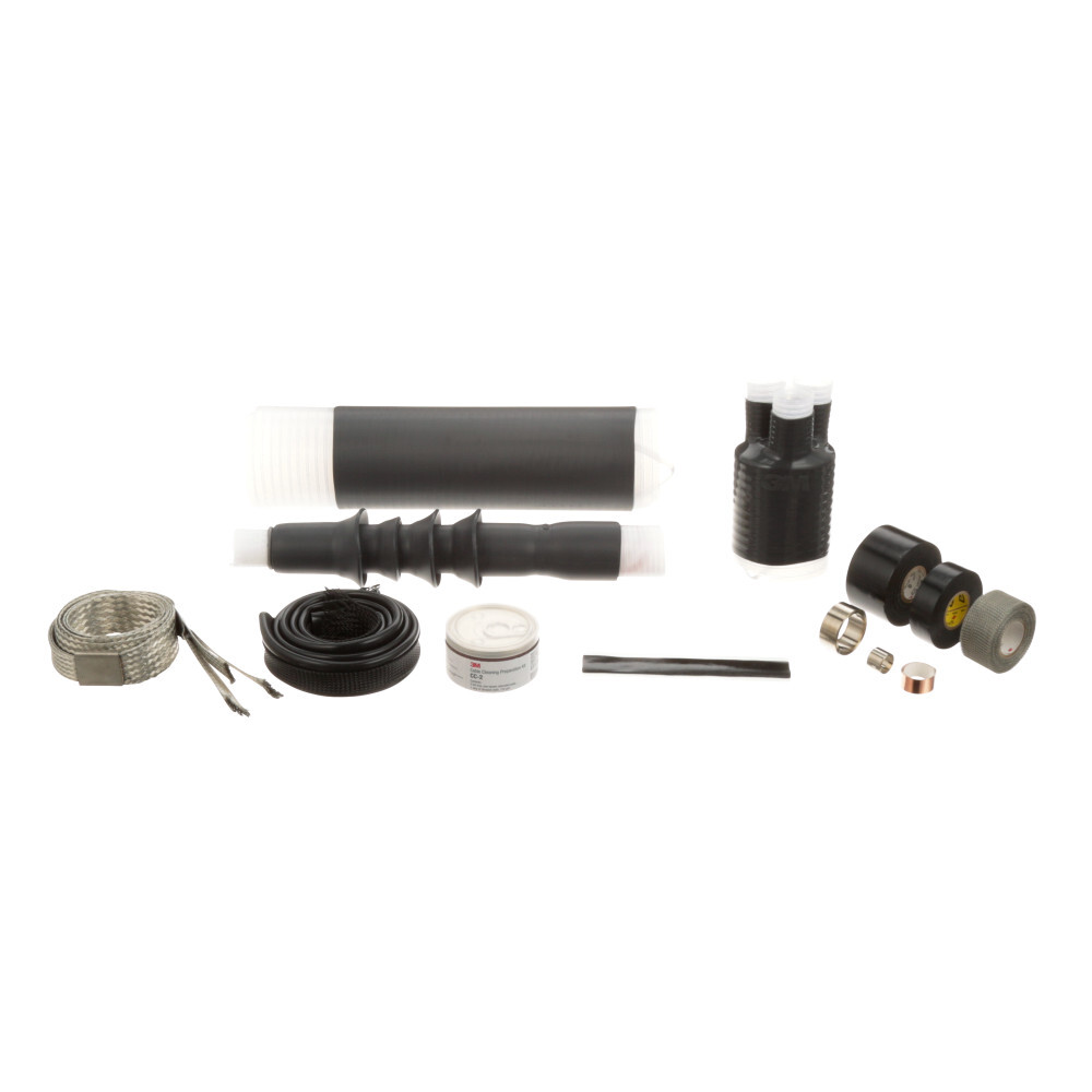 7000133211 QT-III 7600-S-3G Cold Shrink Termination Kit, 3 Pieces, For Use With Three Core Tape Shield, UniShield and Wire Shield Power Cable, Silicone Rubber, Black