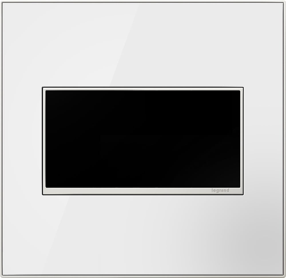 AWM2GMW4 Adorne Designer Wall Plate, 2 Gangs, 5.29 in W x 5.13 in H, Mirror Glass, White