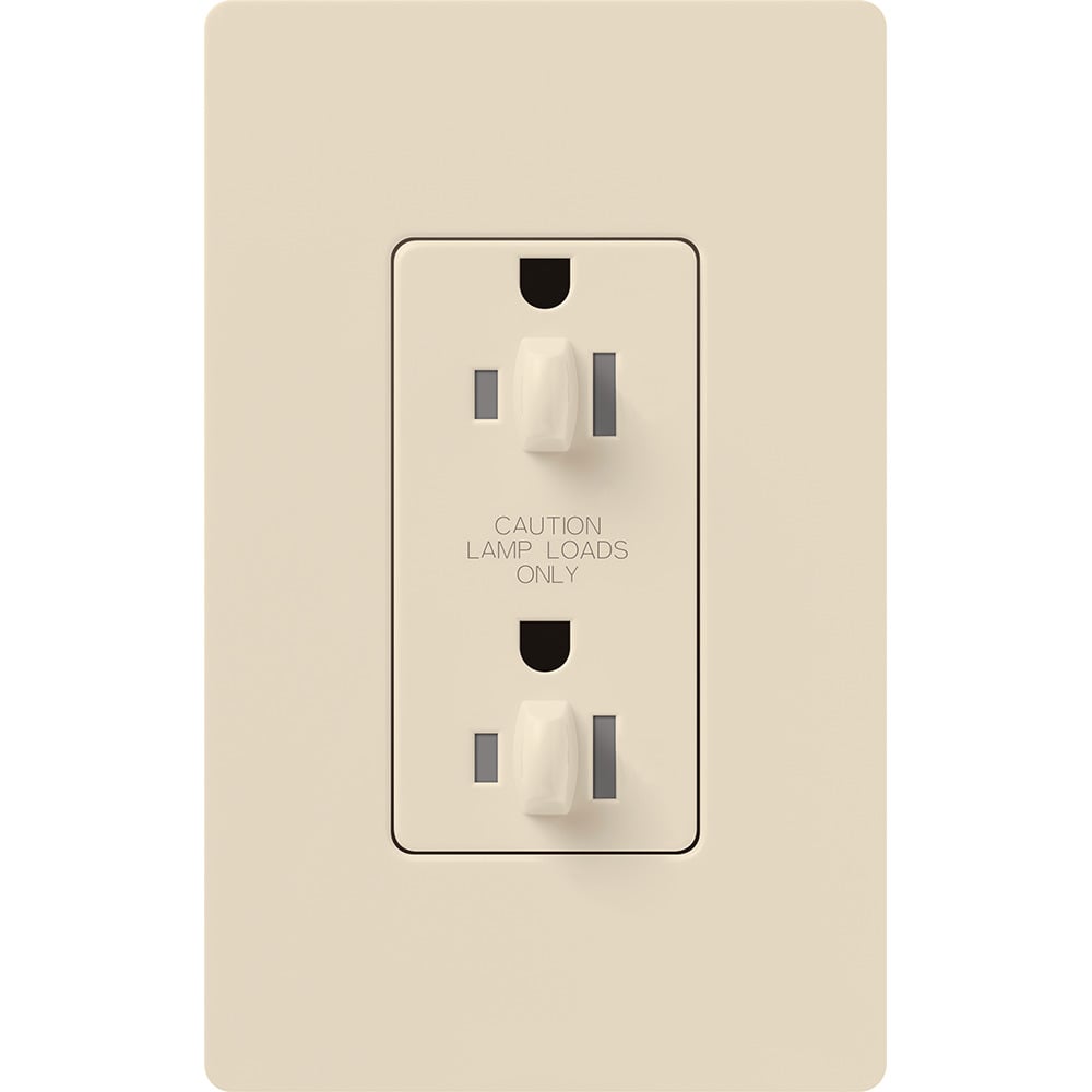 NTR-15-DDTR-LA Architectural Dual Dimming Tamper-Resistant Duplex Receptacle with Wall Plate, 15 Amp, 125V, Matte, Light Almond