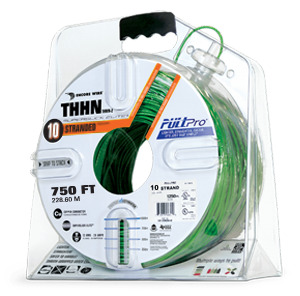106100905445 PullPro Copper THHN Wire, 10 AWG, Stranded, Green, 750 ft