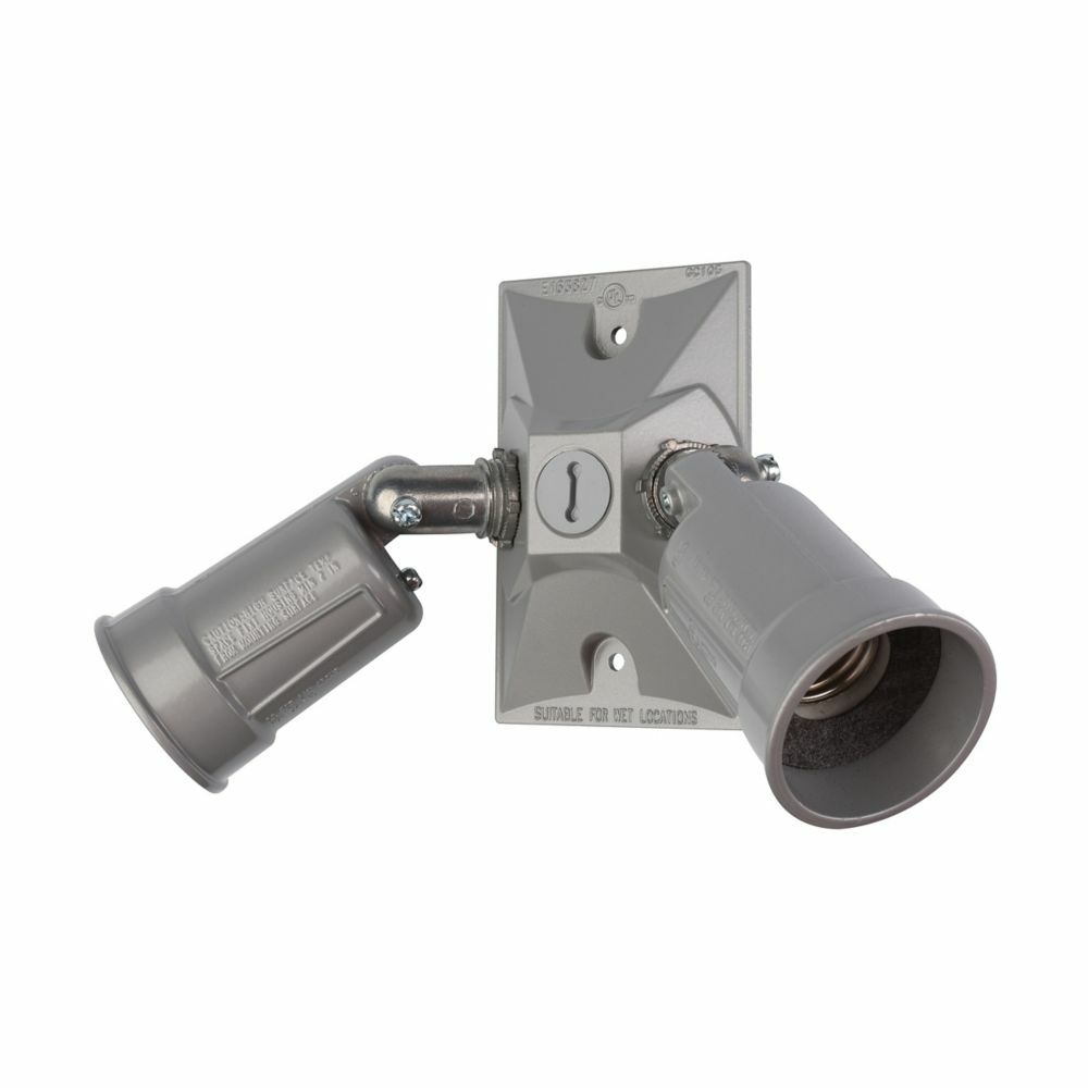 TP7335 3-Hole 3-Hub 2-Lamp Rectangular Weatherproof Lamp Holder, 150 W Lamp