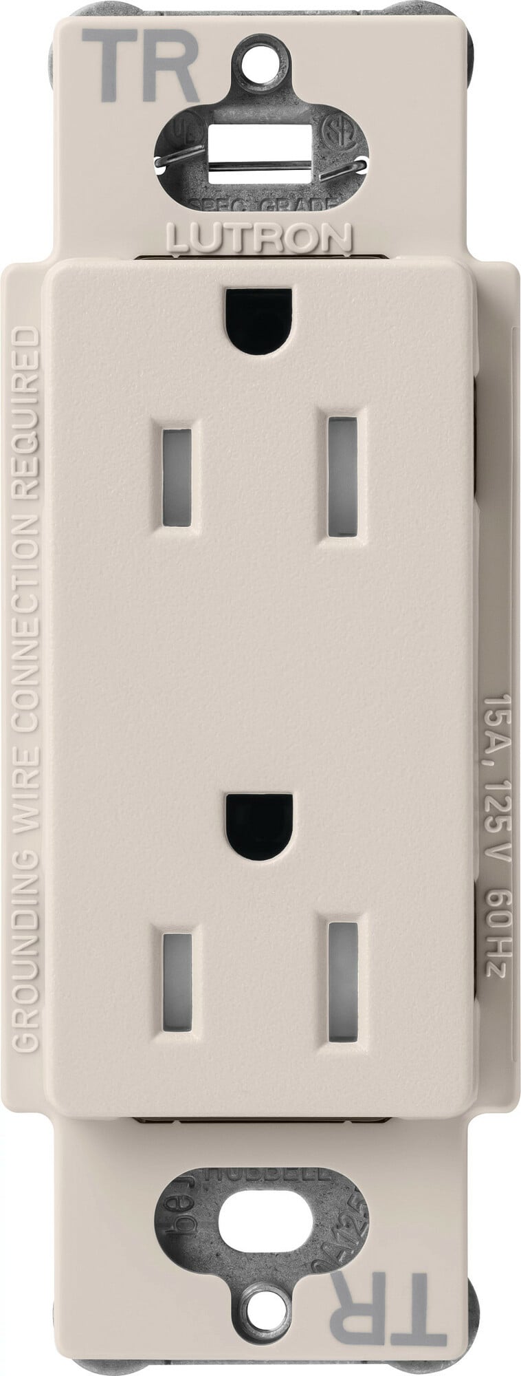 SCRS-15-TR-TP Claro Tamper-Resistant Duplex Receptacle, Decorator-Style Outlet, 15 Amp, Satin, Taupe