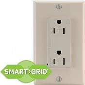 T5280-GY 2-Pole 3-Wire Type 3-Duplex Self-Grounding Tamper Resistant Surge Protective Receptacle, 125 V AC, 15 A, 5 kA Short Circuit