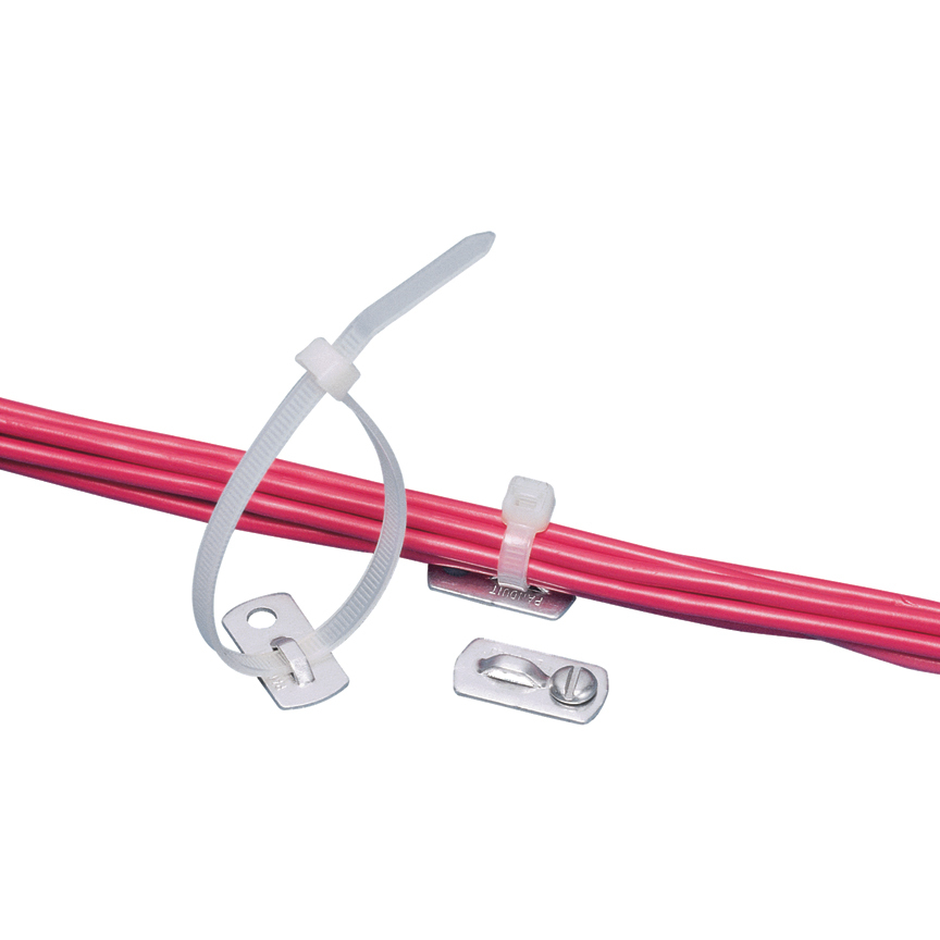 MBMS-S10-MY Cable Tie Mount, Threaded Mount, 1/2 in W Tie, Aluminum/Steel, Natural