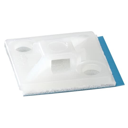 TC5344A Ty-Rap Cable Tie Mounting Base, 4-Way, Self-Adhesive Mount, 0.19 in W Tie, Nylon/Polyamide 6.6, Natural