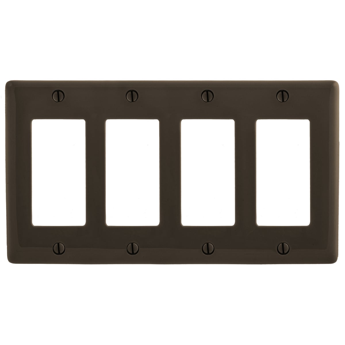 NP264 Standard Wall Plate, 4 Gangs, 8.31 in W x 4.62 in H, Nylon, Brown