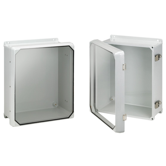 CHJ1008HWPL1LG HJ Series Overlapping J-Series Flat Clear Cover With Latch, 9.71 in L x 7.21 in W x 4.3 in D, For Use With Enclosures, Fiberglass